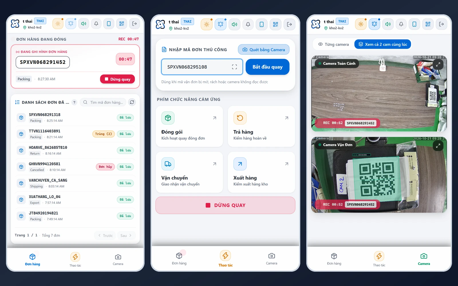 Cổng đóng hàng di động Mobile PWA tại bàn đóng gói